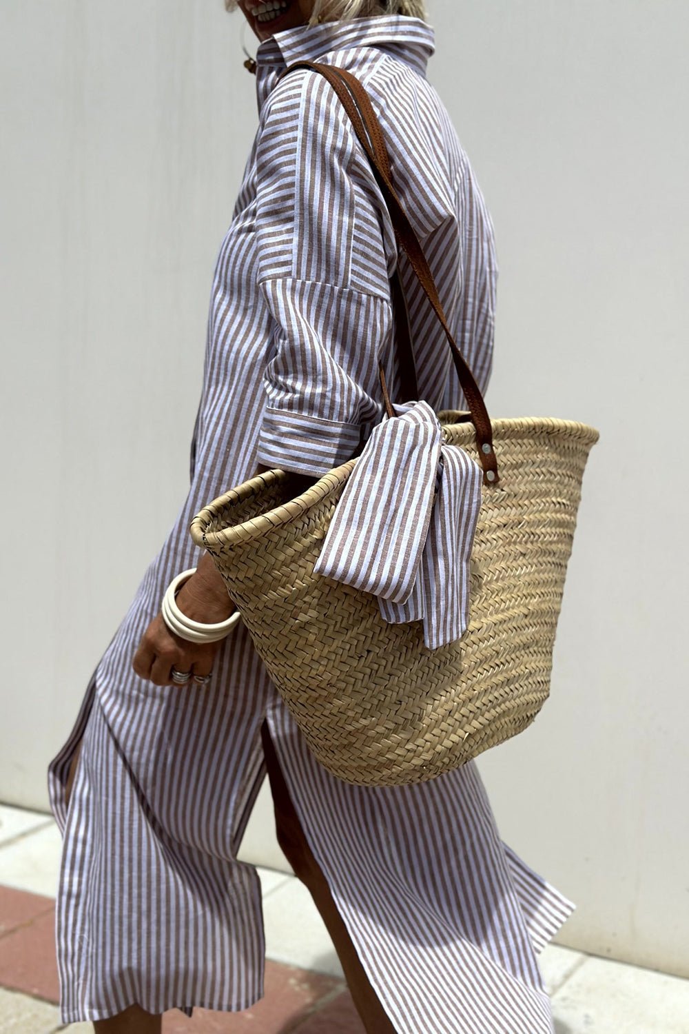 Women's Striped Cotton Shirt Dress | Relaxed Oversized Summer Dress 8