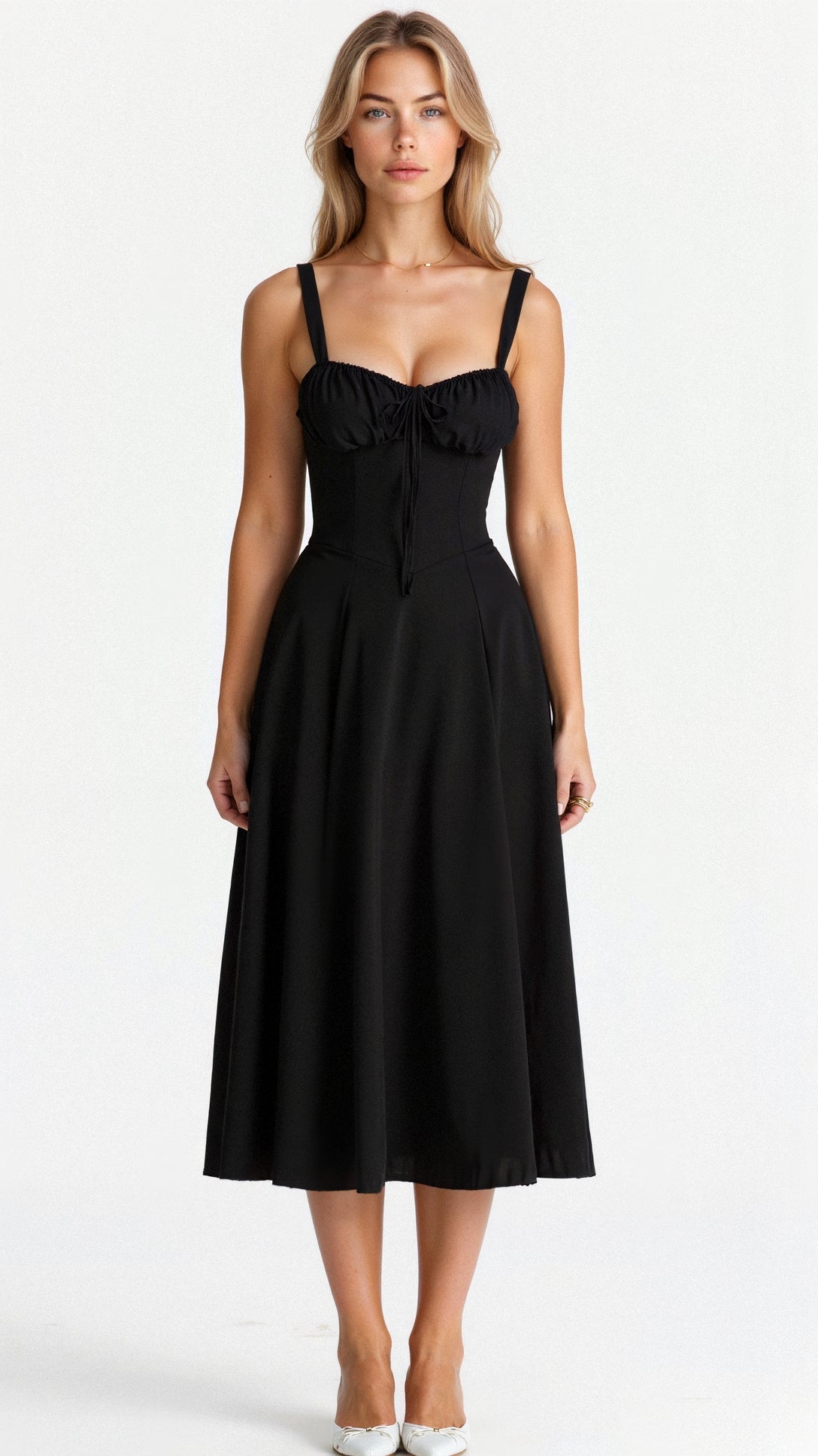 Women's Floral Midi Dress | Elegant Lightweight Summer Dress with Corset Back 4