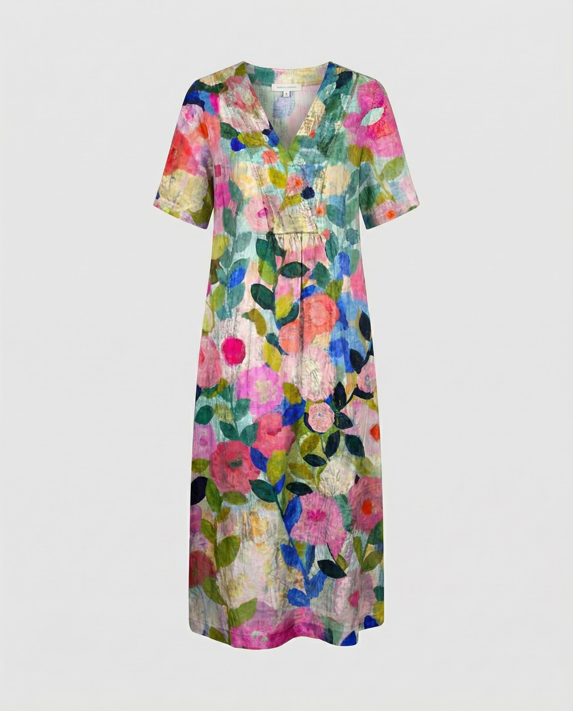 Women's Floral Print Linen Midi Dress | Relaxed Comfortable Summer Dresses 3