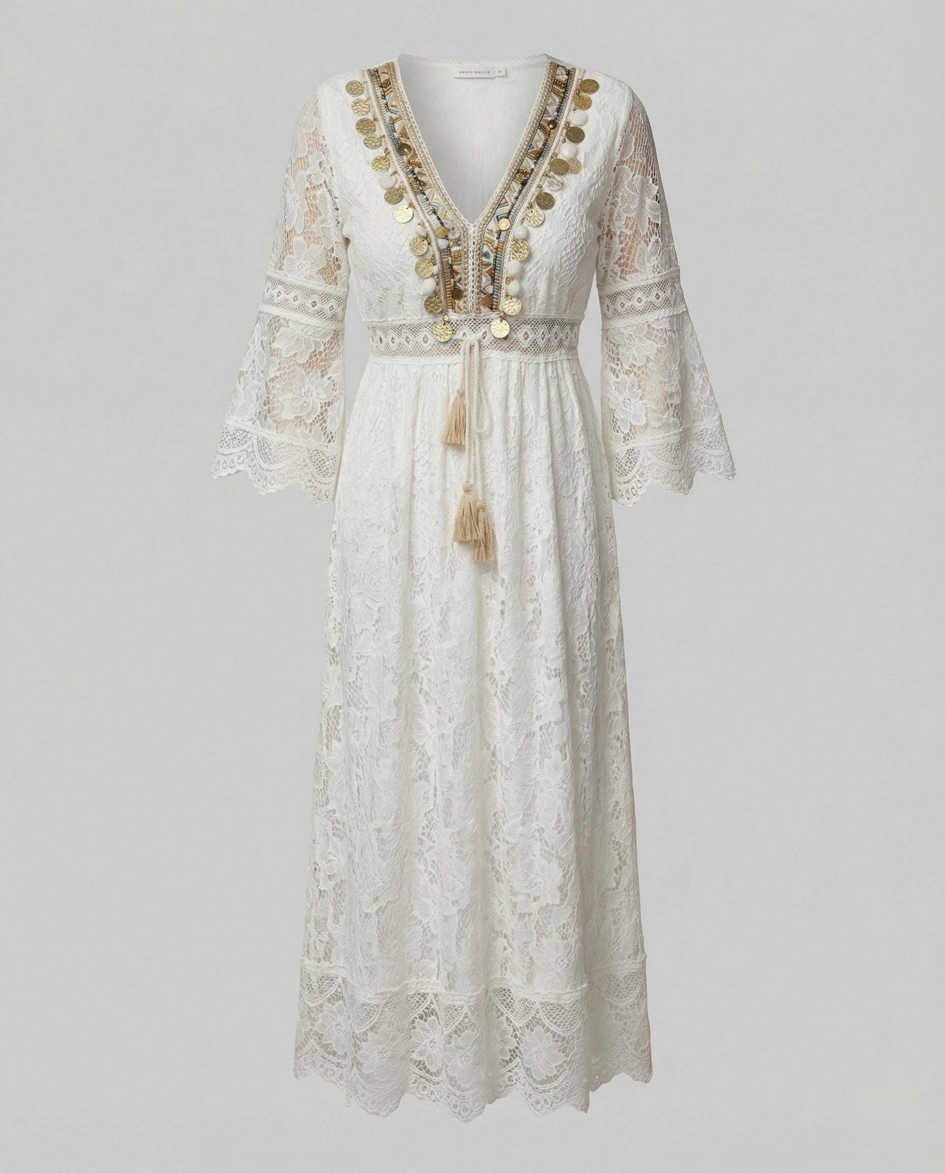 Women's Lace Maxi Dress | Elegant Bohemian Style with Bell Sleeves 3