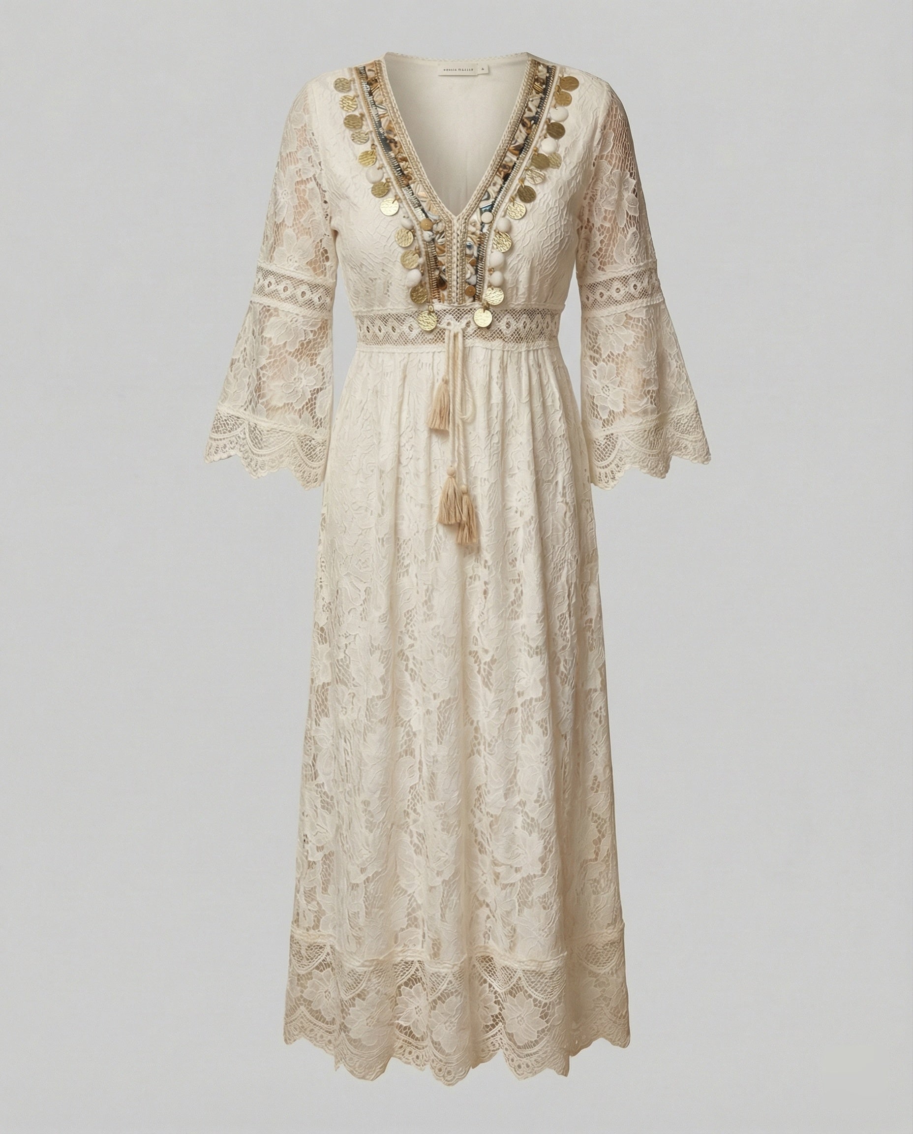 Women's Lace Maxi Dress | Elegant Bohemian Style with Bell Sleeves 4