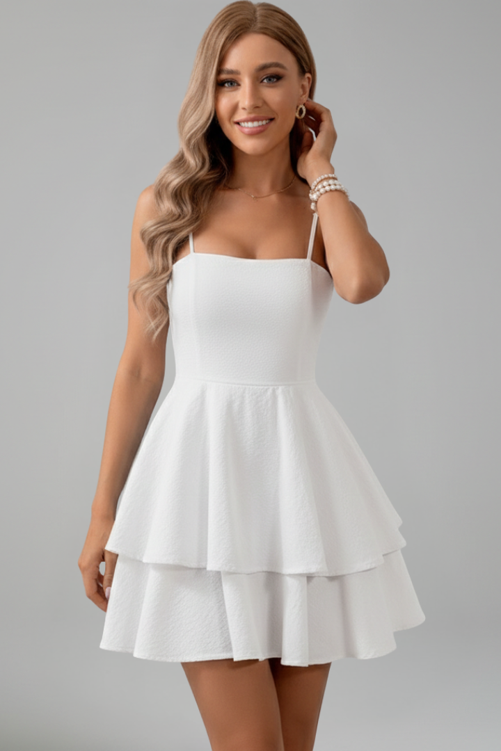 Women's Lightweight Fabric Mini Dress | Playful Tiered Ruffle Summer Dress 2