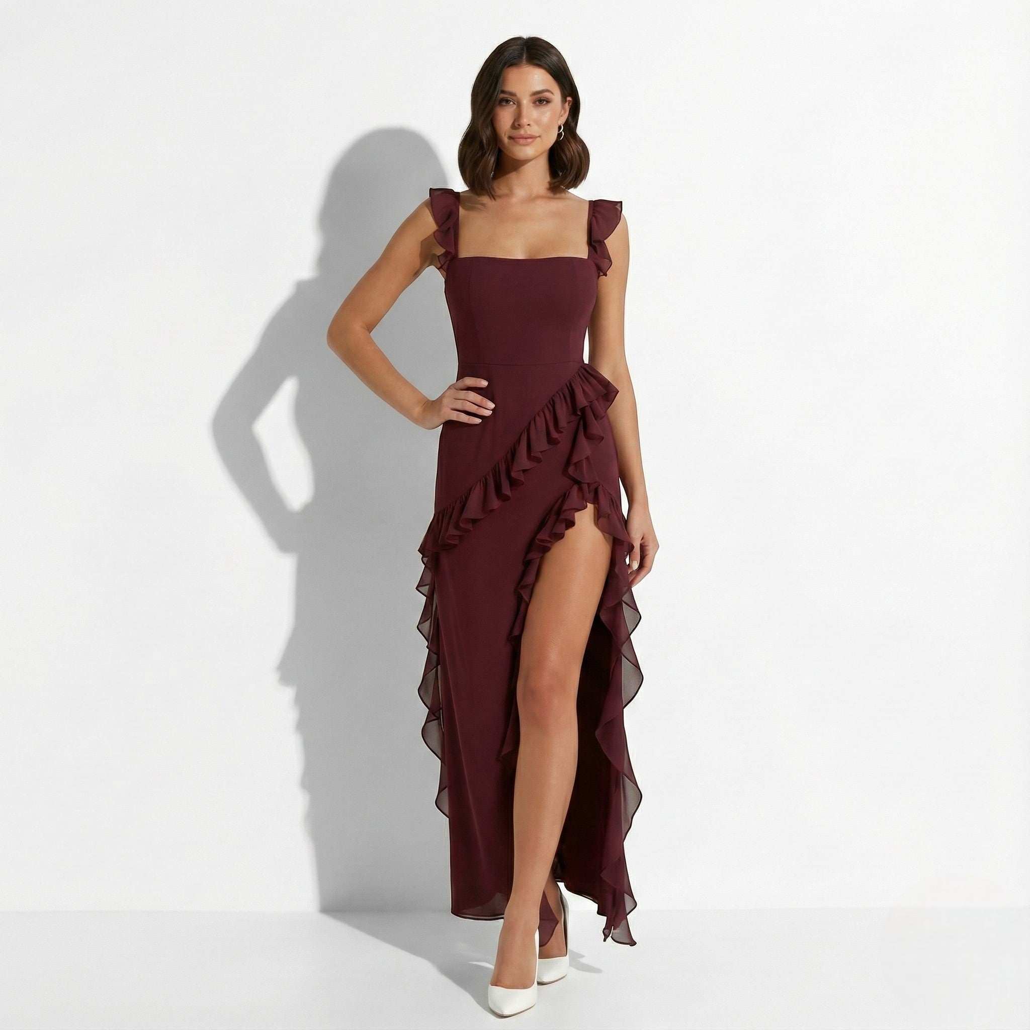 Women's Lightweight Flowing Maxi Dress | Elegant Ruffle Detail Evening Gown 5