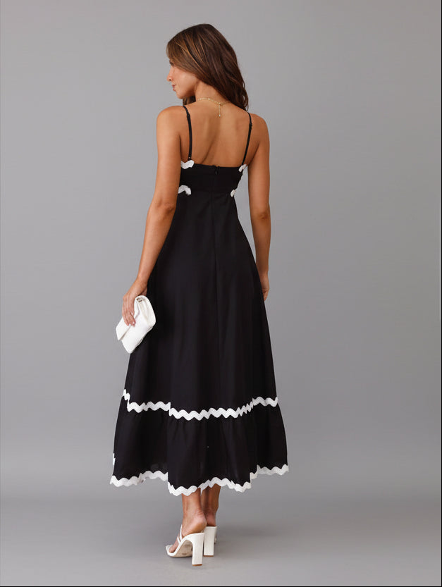 Women's Lightweight Maxi Dress | Elegant Contrast Trim Summer Dress 1