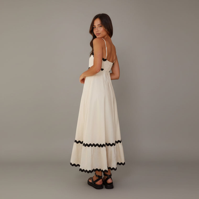 Women's Lightweight Maxi Dress | Elegant Contrast Trim Summer Dress 3