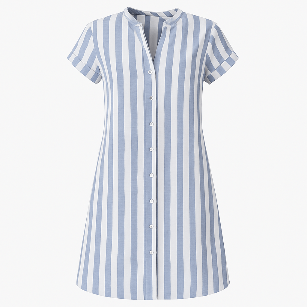 Women's Lightweight Striped Linen Shirt Dress | Casual Summer A-Line Dress 3