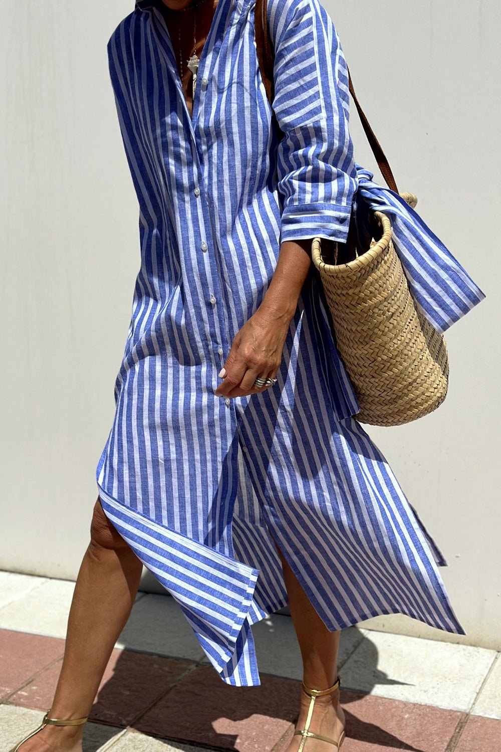 Women's Striped Cotton Shirt Dress | Relaxed Oversized Summer Dress 3