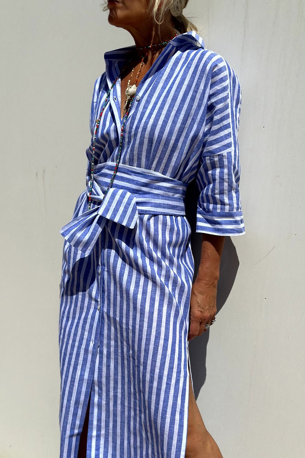Women's Striped Cotton Shirt Dress | Relaxed Oversized Summer Dress 4