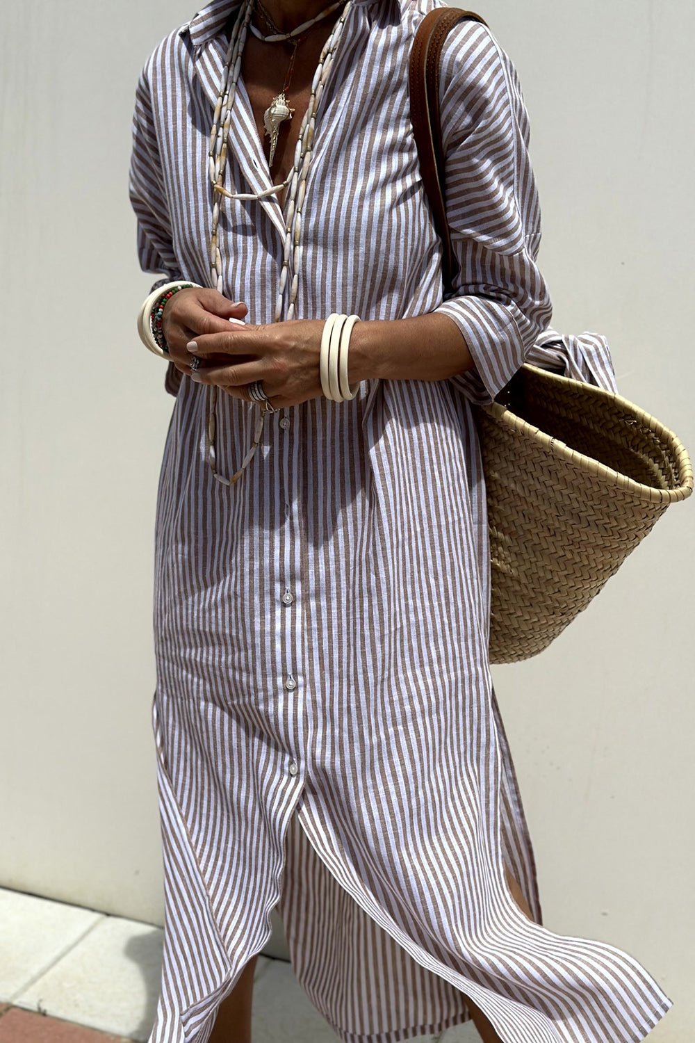 Women's Striped Cotton Shirt Dress | Relaxed Oversized Summer Dress 6
