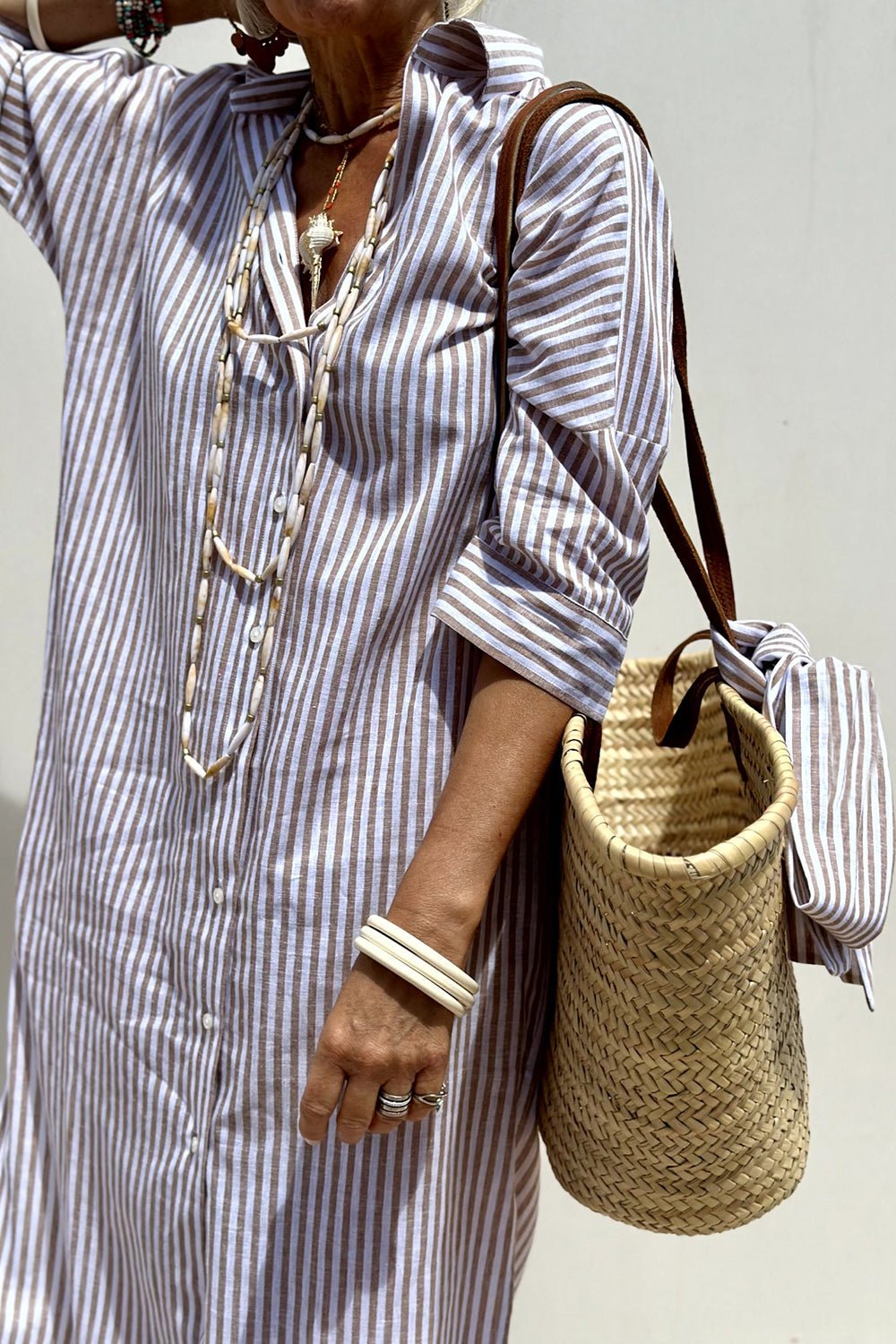 Women's Striped Cotton Shirt Dress | Relaxed Oversized Summer Dress 7